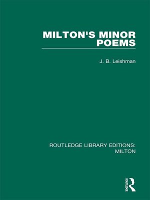 cover image of Milton's Minor Poems